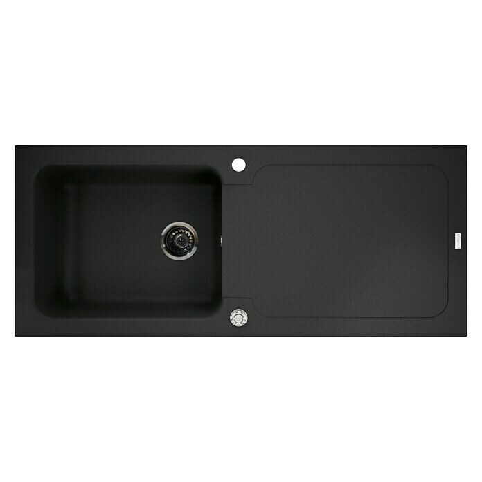 Carea Fregadero encastrable (118 x 50 cm, CAREAlith®, Negro)