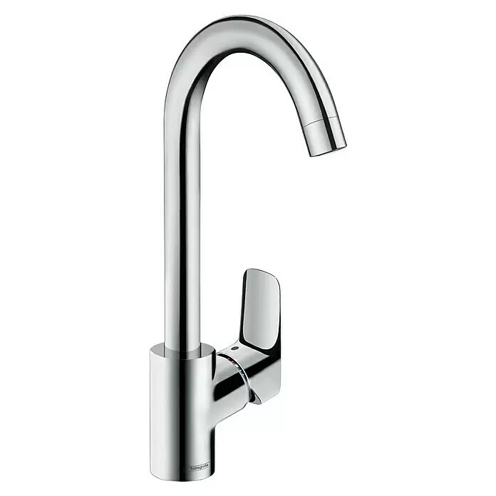 Hansgrohe Grifo de cocina Logis 260 - Cromo, Brillante - Grifo de cocina monomando cromado moderno con caño alto y curvado.