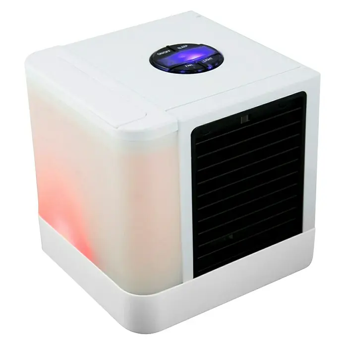Proklima Luftkühler Mini USB - LED, 5 W - Tragbarer weißer Luftkühler mit LED-Beleuchtung und Bedienfeld für eine angenehme Atmosphäre.