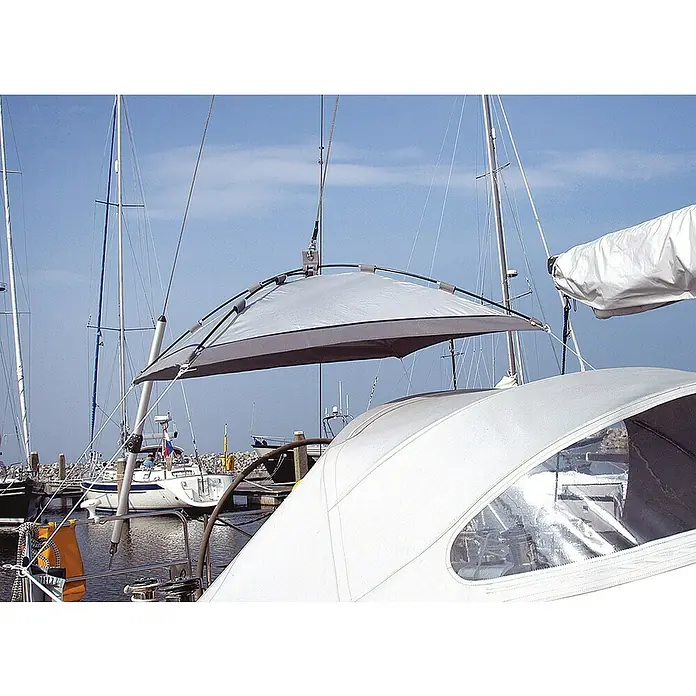 Blue Performance Sonnenschirm - L x B: 102 x 102 cm - Detailaufnahme eines Sonnensegels für ein Segelboot, das Schatten spendet und Schutz vor Witterungseinflüssen bietet.