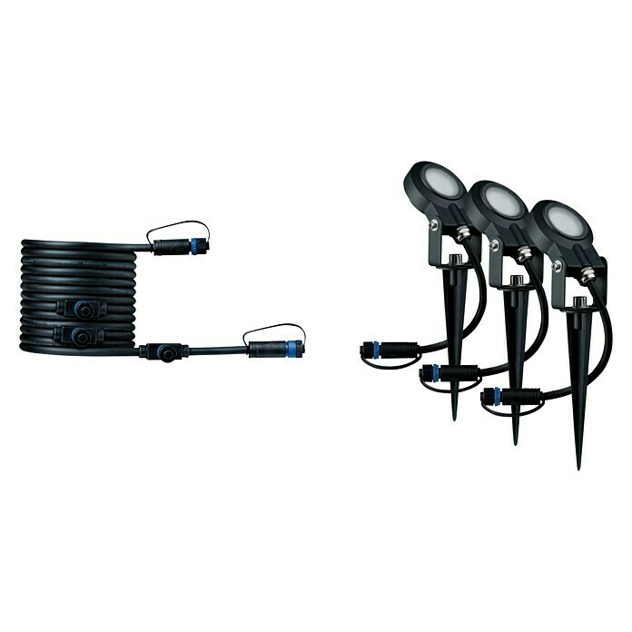 Paulmann Plug & Shine LED-Gartenspot-Set Sting Erweiterung (6 W, Anthrazit, 24 V, 3 Stk., Ø x H: 5,2 x 29 cm) | BAUHAUS