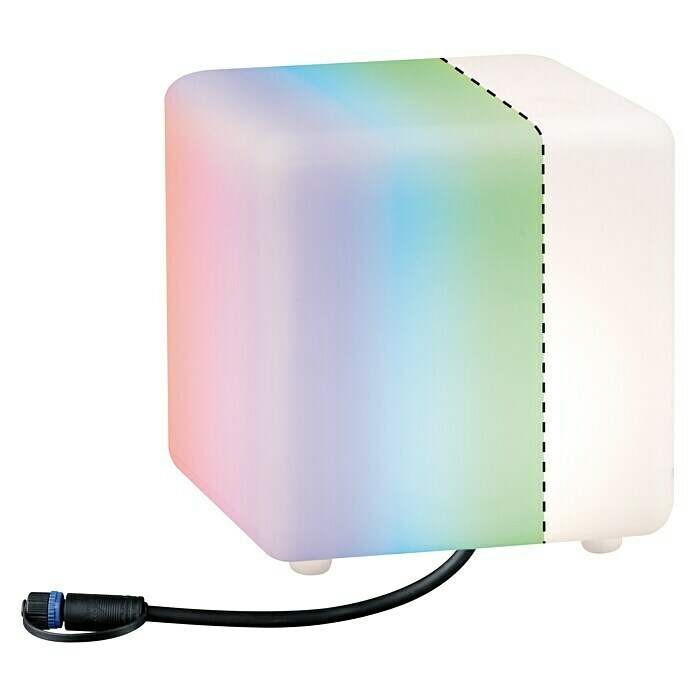 Paulmann Plug & Shine LED-Gartenstrahler Cube (2,8 W, Weiß, Per App steuerbar, IP65, L x B x H: 20 x 20 x 20 cm) | BAUHAUS