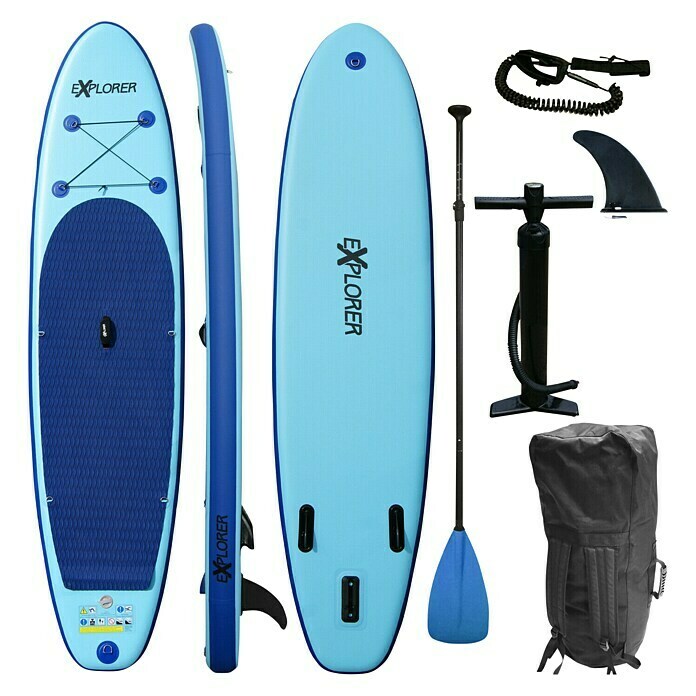 Explorer SUP-Board-Set 320L x B x H: 320 x 76 x 15 cm, Nutzlast: 130 kg, Blau, Aufblasbar Top View