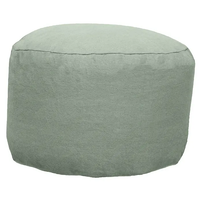 Sitzhocker - Ø x H: 50 x 38 cm, Desert Sage - Ein runder, grüner Pouf, ideal als Sitzgelegenheit oder Fußstütze.  Er ist schlicht und modern gestaltet und passt in jeden Raum.