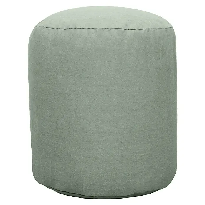 Sitzhocker - Ø x H: 38 x 45 cm, Desert Sage - Ein grüner, zylindrischer Sitzpouf mit abgerundeten Kanten, ideal für modernes Wohnambiente. Gemütlich und stilvoll.