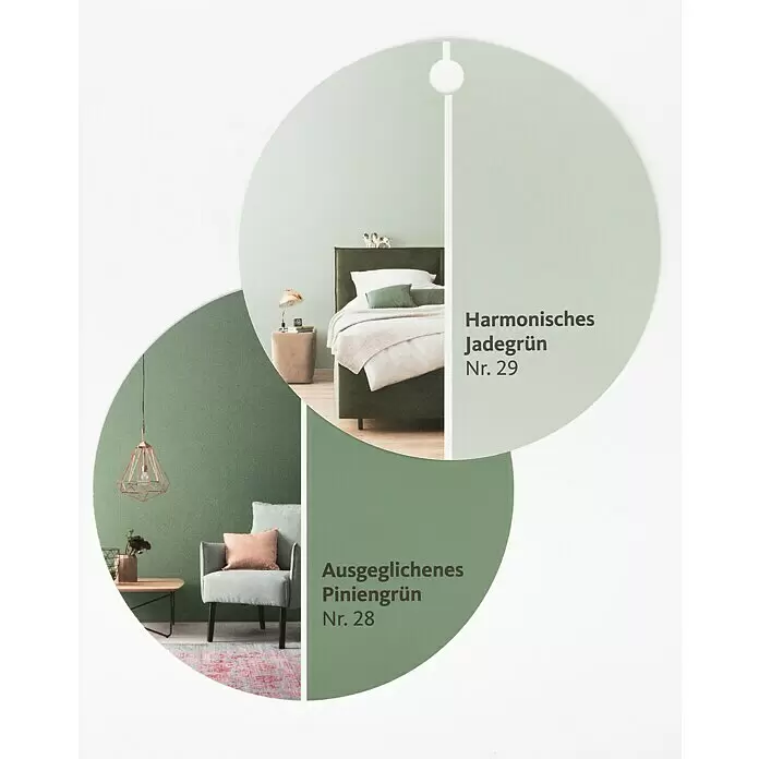 SCHÖNER WOHNEN-Farbe Wandfarbe Designfarbe - Ausgeglichenes Piniengrün, Matt, 2,5 l, Konservierungsmittelfrei - Stimmungsaufnahme