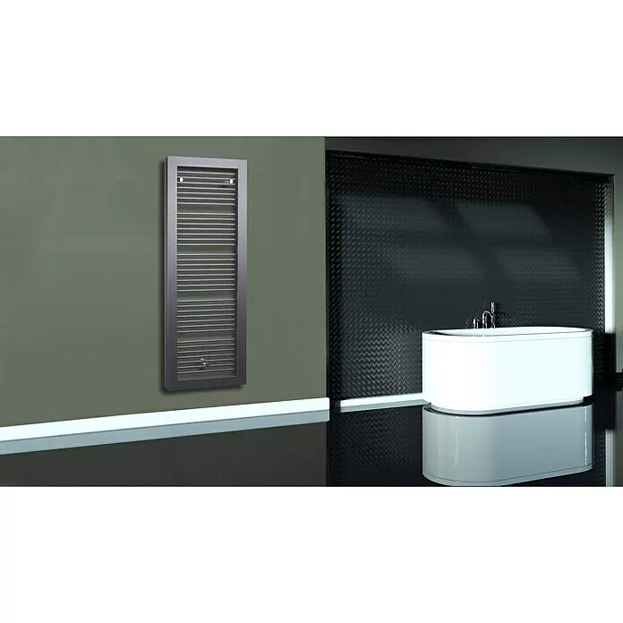 Szagato Designheizkörper Window 3 - B x H: 600 x 1.770 mm, Wärmeleistung bei Vorlauftemperatur von 75 °C (D: 50): 1.224 W, Moonstone-Grau - Stimmungsaufnahme