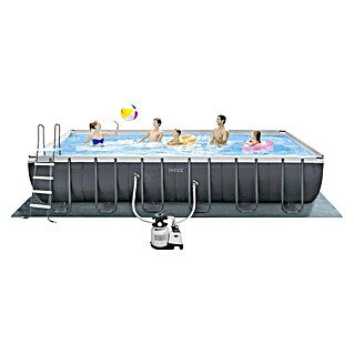 Intex Bazen s kovinskim ogrodjem (Do x Š x V: 732 x 366 x 132 cm, Temno sive barve, 31.805 l)