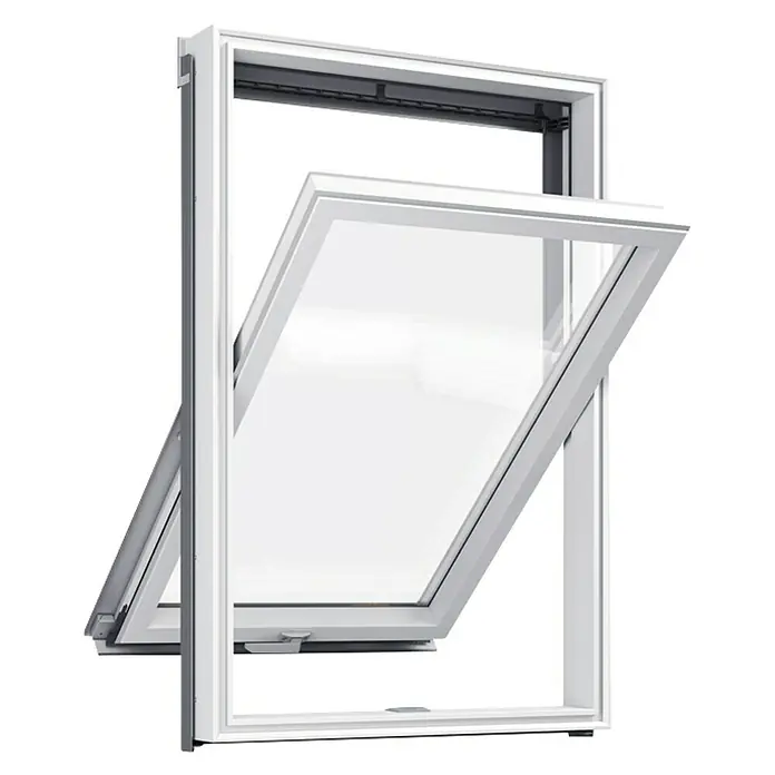 Solid Elements Dachfenster Pro Thermo - 78 x 98 cm - Ansicht eines Kippfensters mit weißem Rahmen, das einen klaren Blick nach draußen bietet und sich durch sein modernes Design auszeichnet.