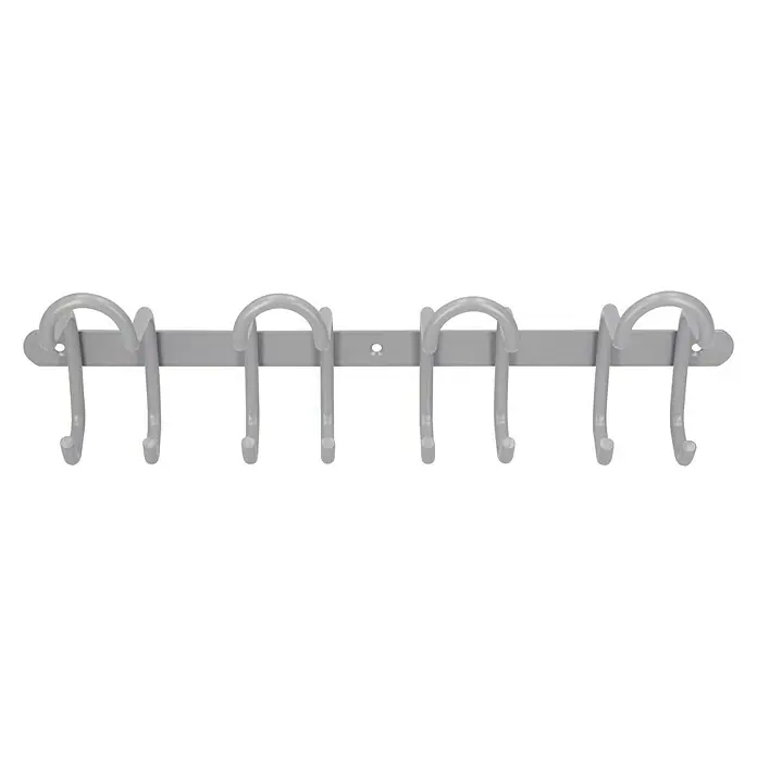 Siro Hakenleiste 1783 Aluminium - L x H: 400 x 132 mm, Anzahl Haken: 8 Stk. - Graue Garderobenleiste mit sechs Haken zur Aufbewahrung von Jacken und Mänteln. Praktisch und platzsparend für jeden Flur.