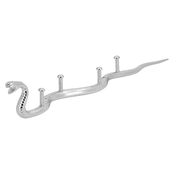 Siro Hakenleiste 2088 Chrom - L x H: 369 x 40 mm, Anzahl Haken: 4 Stk. - Schlangen-Wandgarderobe mit fünf Haken. Diese ausgefallene Garderobe ist aus Metall gefertigt und ein echter Hingucker.