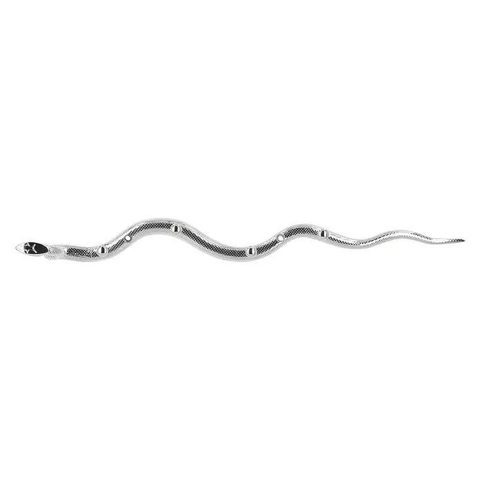 Siro Hakenleiste 2088 Chrom - L x H: 369 x 40 mm, Anzahl Haken: 4 Stk. - Silberne Schlange mit Ornamenten für einen eleganten und auffälligen Look. Perfekt als trendiges Accessoire für besondere Anlässe.