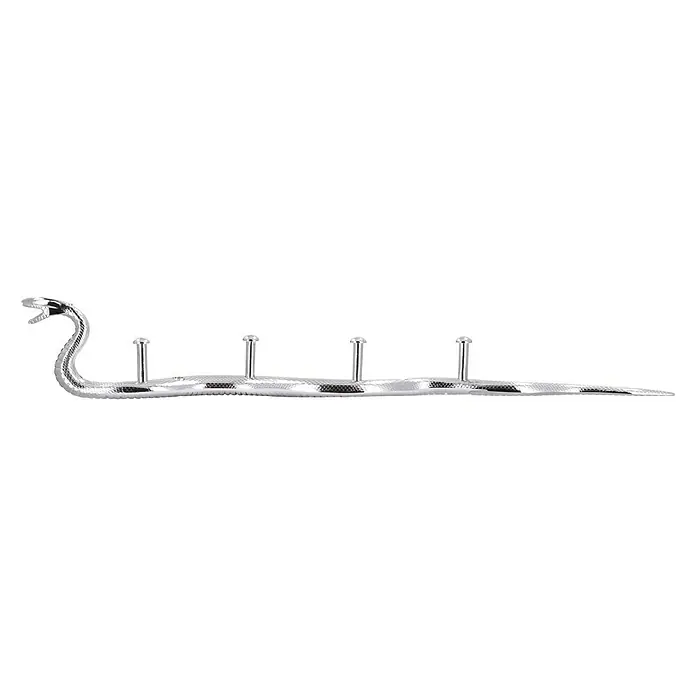 Siro Hakenleiste 2088 Chrom - L x H: 369 x 40 mm, Anzahl Haken: 4 Stk. - Eine Garderobe in Form einer silbernen Schlange mit mehreren Haken. Ideal für stilvolle Ordnung!