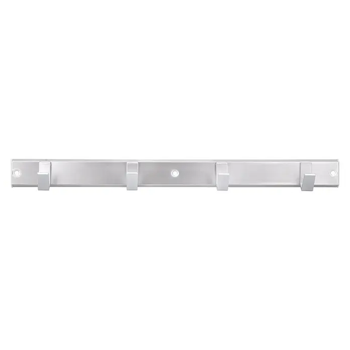Hakenleiste 2083 Aluminium weiß - L x H: 450 x 44 mm, Anzahl Haken: 4 Stk. - Eine weiße Kleiderleiste mit mehreren Haken zur Wandmontage für Jacken und andere Kleidungsstücke.