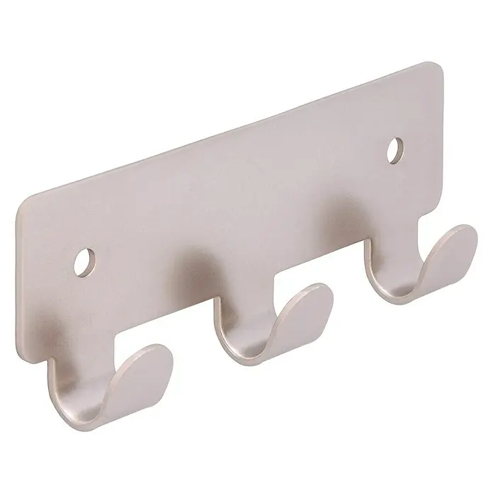 Siro Hakenleiste - L x H: 114 x 41 mm, Anzahl Haken: 3 Stk., Vernickelt - Silberfarbener Kleiderhaken mit drei Haken und zwei Löchern für die Wandmontage, ideal für Bad oder Flur.