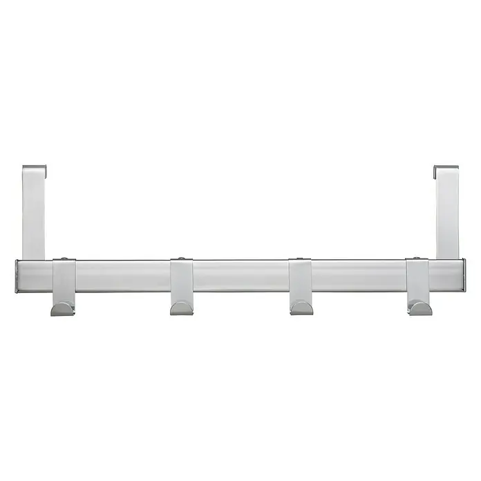 Siro Türgarderobe 1443 ChromL x H: 404 x 51 mm, Anzahl Haken: 4 Stk., Verchromt - Eine silberne Türgarderobe mit vier Haken zur Aufbewahrung von Jacken und Accessoires, ideal für den Flur.