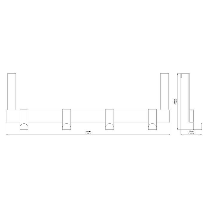 Siro Türgarderobe 1443 ChromL x H: 404 x 51 mm, Anzahl Haken: 4 Stk., Verchromt Unknown