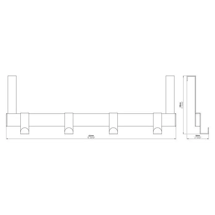Siro Türgarderobe 1443 ChromL x H: 404 x 51 mm, Anzahl Haken: 4 Stk., Verchromt