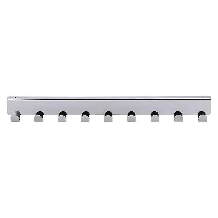 Siro Türgarderobe 2303 - L x H: 366 x 41 mm, Anzahl Haken: 9 Stk., Verchromt - Rechteckiger Garderobenhaken aus Metall mit acht Aufhängern. Eine elegante und praktische Lösung für die Aufbewahrung von Kleidung.