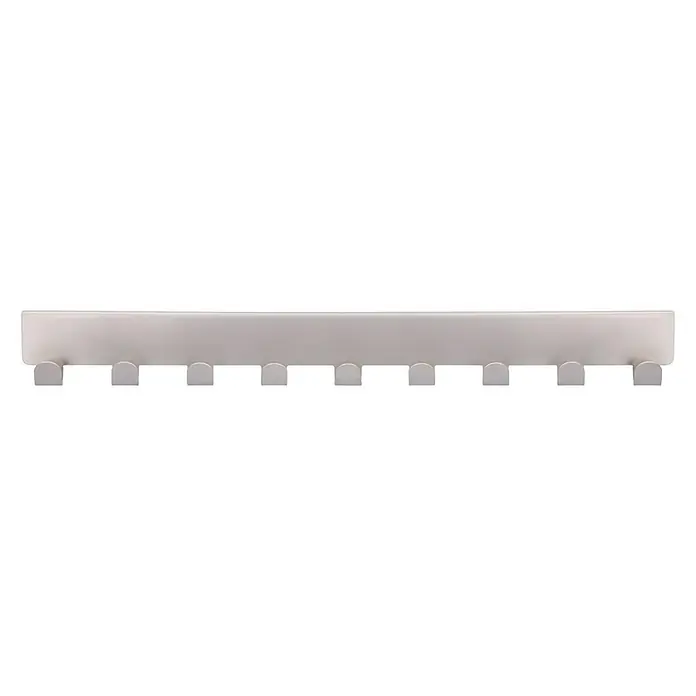 Siro Türgarderobe 2303 - L x H: 366 x 41 mm, Anzahl Haken: 9 Stk., Vernickelt - Silberner Kleiderhaken mit zehn Haken, ideal für die Aufbewahrung von Kleidung, Hüten und Accessoires, aus robustem Material gefertigt.