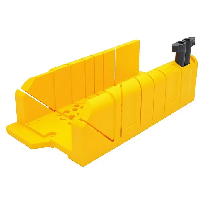 Stanley Gehrungslade - Kunststoff, L x B x H: 300 x 130 x 80 mm - Gelbe Gehrungslade zum Schneiden von Holz mit präzisen Winkeln, ideal für Heimwerker- und Tischlerarbeiten.