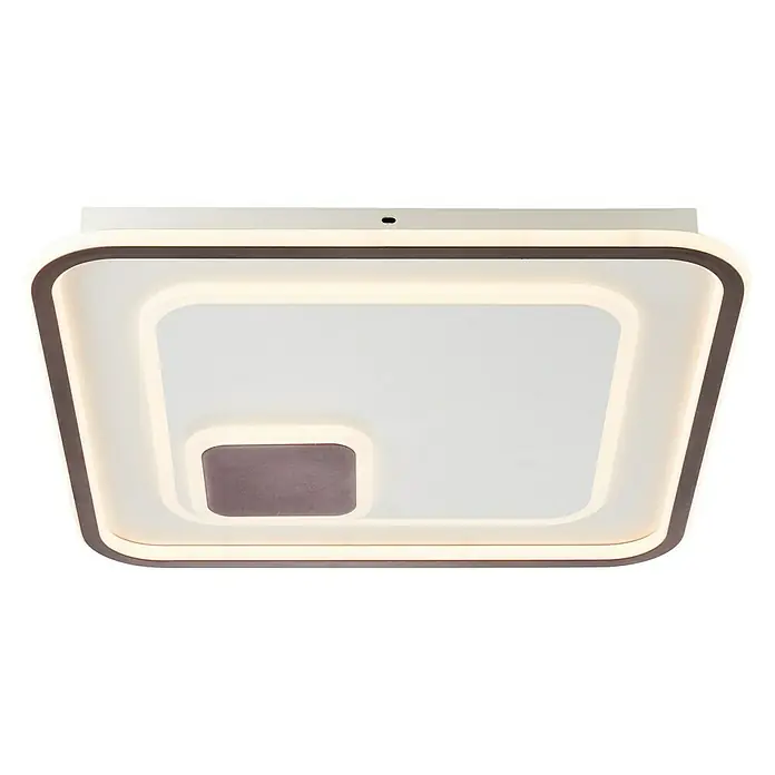 Brilliant LED-Wand- & Deckenleuchte Argulon - 55 W, L x B x H: 6 x 50 x 50 cm, Weiß, Warmweiß - Moderne LED-Deckenleuchte mit quadratischem Design und braunem Akzent für stilvolle Beleuchtung im Raum.