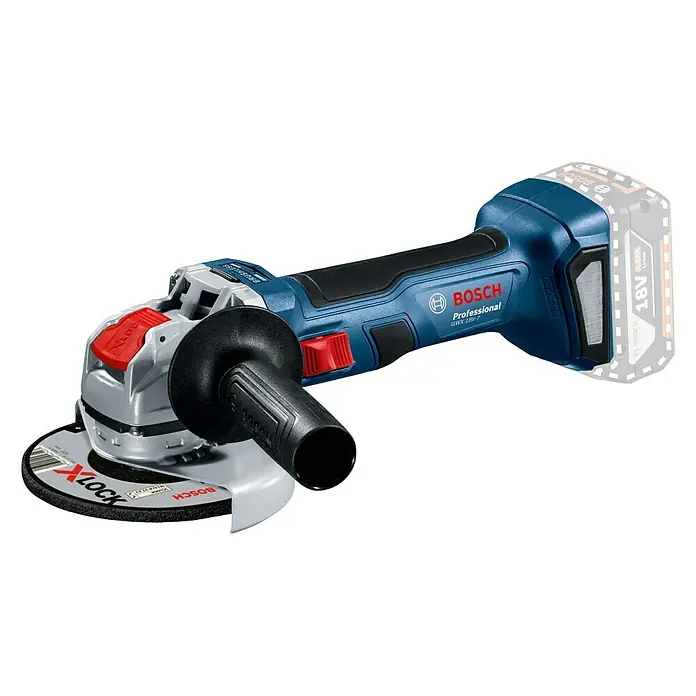 Bosch Professional AMPShare 18V Akku-Winkelschleifer GWX 18V-7 - Ohne Akku, Durchmesser Scheibe: 125 mm - Akku-Winkelschleifer von Bosch Professional, Modell GWX 18V-7, mit X-LOCK-System für schnellen Zubehörwechsel und starkem Motor für effizientes Schleifen.