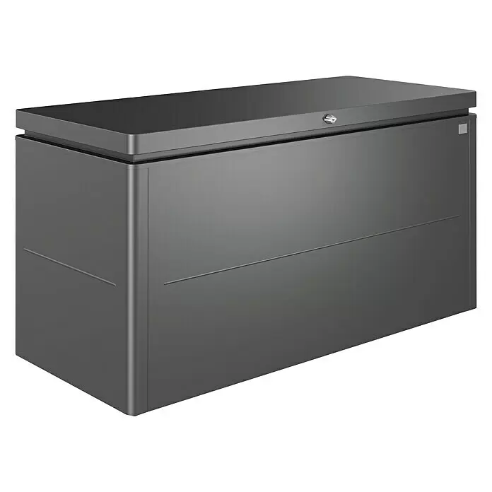 Biohort LoungeBox Gartenbox LoungeBox 160 - Dunkelgrau Metallic, 160 x 70 x 83,5 cm, Stahl - Diagonale Ansicht