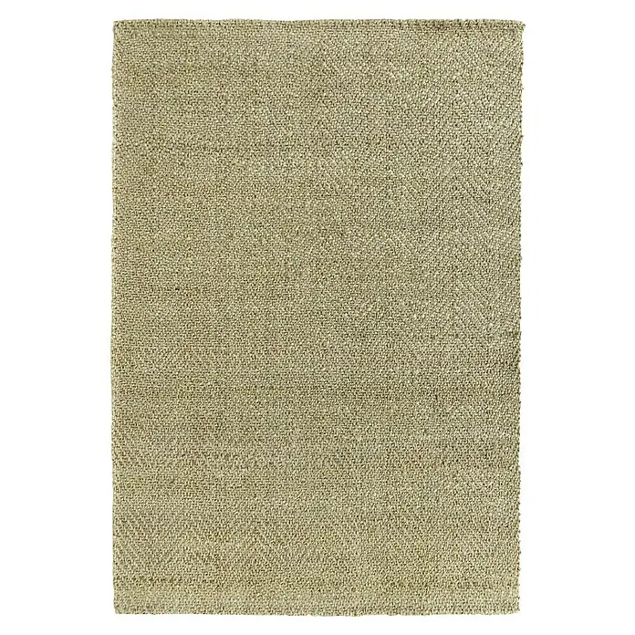 Alfombra de yute Alcázar - Natural, 230 x 160 cm, 100% yute - Primer plano de una alfombra beige con un diseño de espiga, que ofrece una textura suave y elegancia sutil a cualquier habitación.