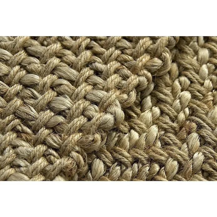 Alfombra de yute Alcázar - Natural, 230 x 160 cm, 100% yute - Primer plano de una alfombra tejida con fibras naturales, mostrando textura y calidez.