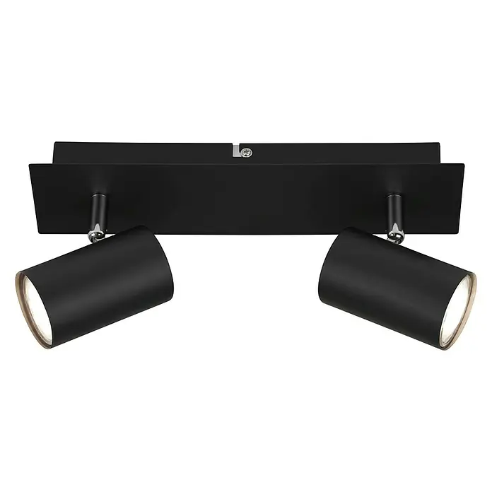 Briloner Regleta Run - 40 W, 2 ud., L x An x Al: 80 x 290 x 123 mm, Negro, GU10 - Lámpara de techo negra con dos focos ajustables para iluminación dirigida. Diseño moderno ideal para interiores.