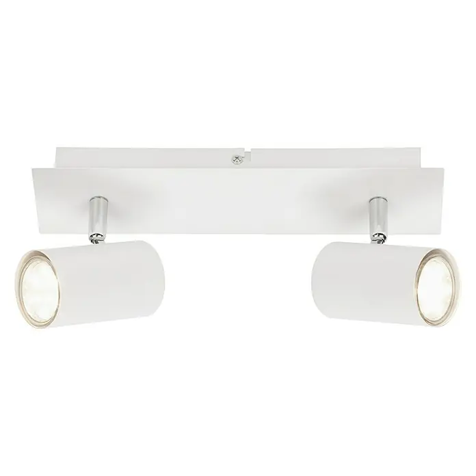 Briloner Regleta Run - 40 W, 2 ud., L x An x Al: 80 x 290 x 123 mm, Blanco, GU10 - Lámpara de techo blanca de doble foco con cabezales de lámpara cilíndricos para soluciones de iluminación flexibles.