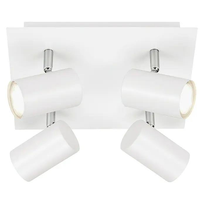 Briloner Regleta Run - 40 W, 4 ud., L x An x Al: 123 x 265 x 265 mm, Blanco, GU10 - Lámpara de techo blanca moderna con cuatro focos ajustables para una iluminación flexible y un diseño elegante. Ideal para espacios.