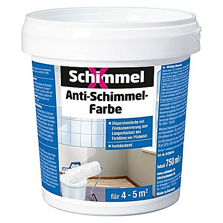 SchimmelX Wandfarbe Anti-Schimmel-Farbe (Weiß, 750 ml, Matt)