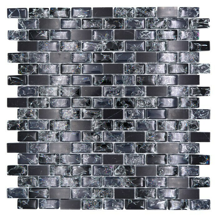 Piastrella a mosaico Brick Crystal Mix Nero