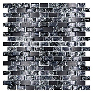 Mosaikfliese Crystal Mix XIC B1128 (30 x 28,5 cm, Schwarz, Glänzend)