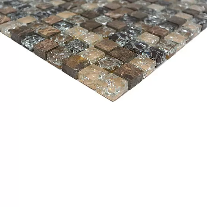 Mosaikfliese Quadrat Crystal Mix XIC 1055 - 30,5 x 30,5 cm, Dunkelbraun, Glänzend - Detailaufnahme