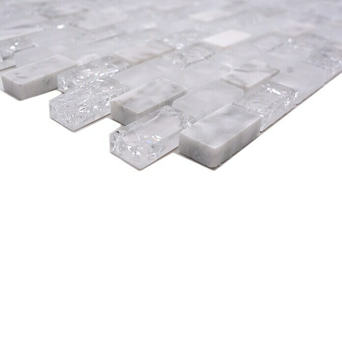 Carreau en mosaïque Brick Crystal Mix blanc