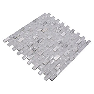 Mozaik pločica Crystal Mix XIC B1111 (30 x 28,5 cm, Bijele boje, Sjaj)
