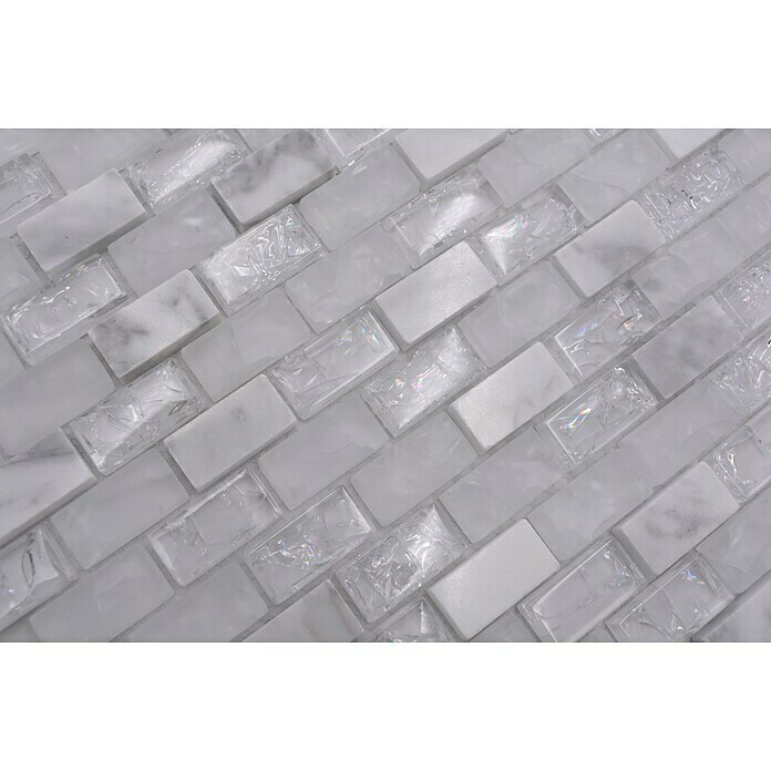 Carreau en mosaïque Brick Crystal Mix blanc