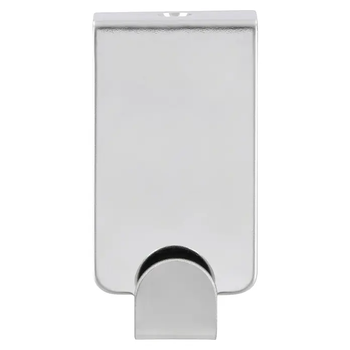 Siro Garderobenhaken 2179 - L x H: 60 x 30 mm, Ausstattung: 5 Haken, Verchromt - Ein silberfarbener Seifenspender mit einem klaren, rechteckigen Behälter und einer runden Pumpe. Er ist modern und elegant.