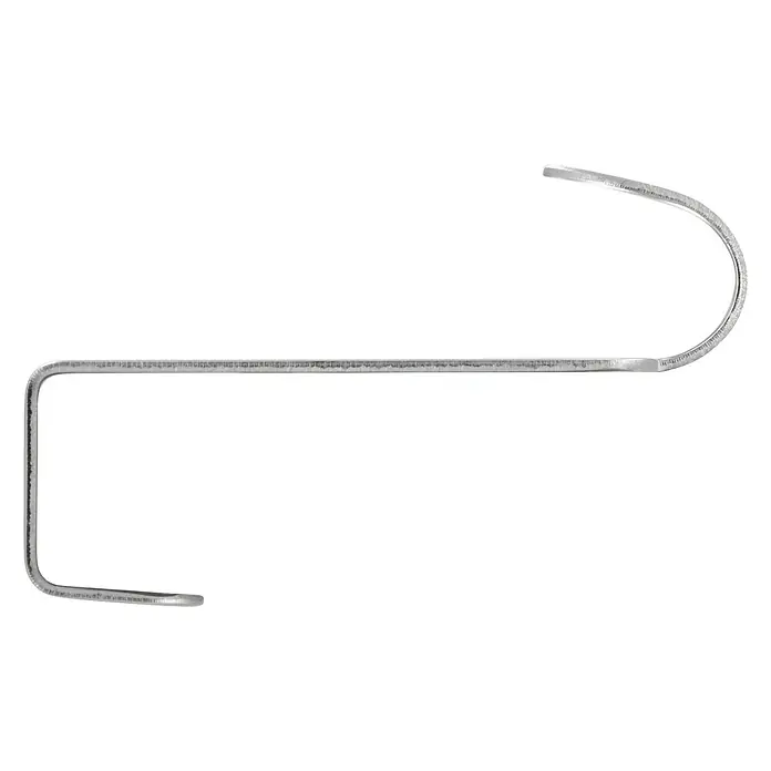 Siro Garderobenhaken 2179 - L x H: 60 x 30 mm, Ausstattung: 5 Haken, Verchromt - Nahaufnahme eines silberfarbenen Topfdeckelhalters mit einem minimalistischen Design auf schwarzem Hintergrund.