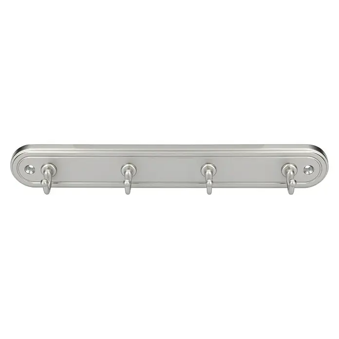 Siro Schlüsselbrett - L x H: 240 x 36 mm, Kunststoff - Eine silberne Wandgarderobe mit vier Haken zur Aufbewahrung von Jacken und Accessoires. Praktisch und stilvoll für jeden Raum.