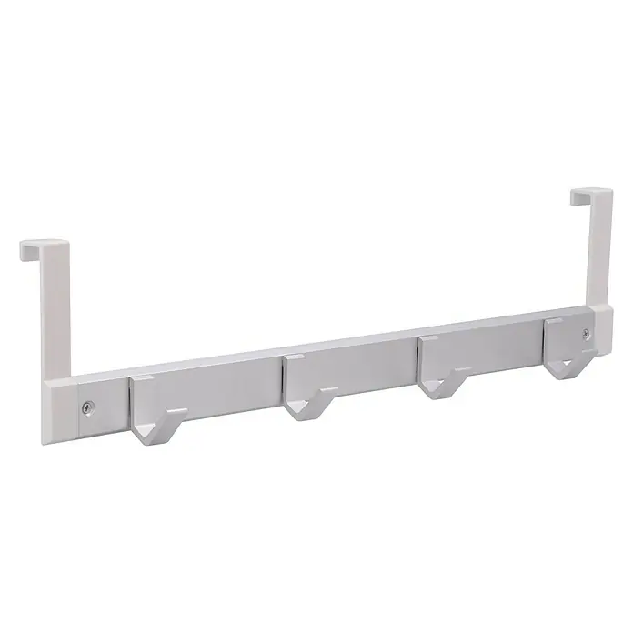 Siro Türgarderobe - L x H: 486 x 126 mm, Anzahl Haken: 4 Stk. - Silberfarbene Türgarderobe mit fünf Haken für zusätzlichen Stauraum und Organisation.