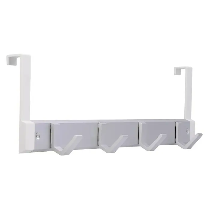 Siro Türgarderobe - L x H: 486 x 126 mm, Anzahl Haken: 4 Stk. - Hängegarderobe mit fünf Haken für die Tür. Die Garderobe ist weiß und aus Metall und ist leicht zu montieren.