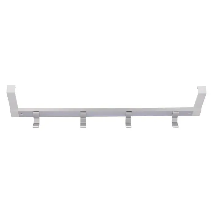 Siro Türgarderobe - L x H: 486 x 126 mm, Anzahl Haken: 4 Stk. - Helle, moderne Garderobenleiste mit vier Haken und seitlichen Halterungen, ideal für Flur oder Schlafzimmer zur Aufbewahrung von Jacken.