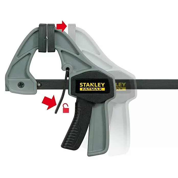 Stanley FatMax Einhandzwinge - Spannweite: 120 mm, Ausladung: 38 mm - Detailaufnahme