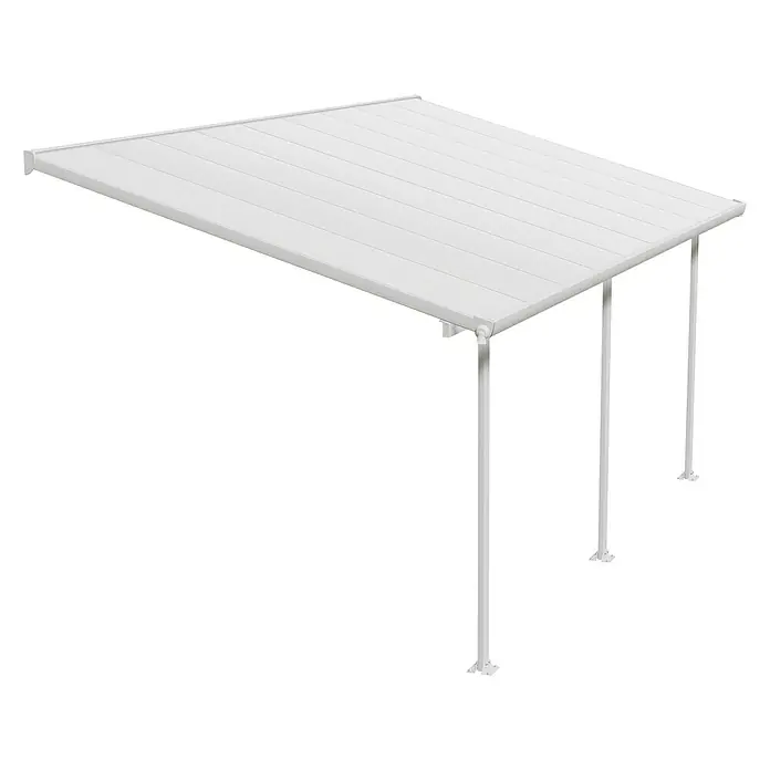 Solid Elements Terrassenüberdachung Martina - B x T: 546 x 300 cm, Verkehrsweiß, Polycarbonat, Transparent - Dieses Bild zeigt eine moderne, weiße Terrassenüberdachung, die Schutz vor Sonne und Regen bietet und sich ideal für den Außenbereich eignet.