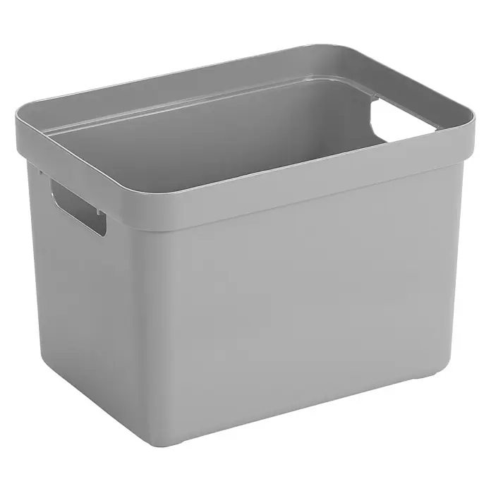 Sunware Aufbewahrungsbox Sigma Home - L x B x H: 35 x 24,6 x 24,3 cm, Kunststoff, Hellgrau - Grauer Aufbewahrungsbehälter aus Kunststoff mit Griffen, ideal für die Organisation im Haushalt oder Büro.