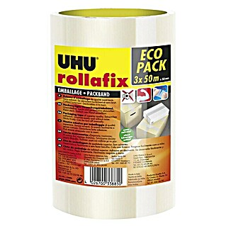 UHU Packband Rollafix  (Transparent, 3 Stk., L x B: 50 m x 5 cm)